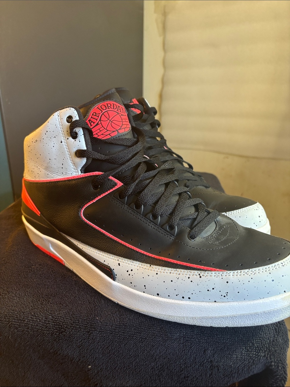 Jordan Black/White with Pink-Red Trim High-Top Sneakers